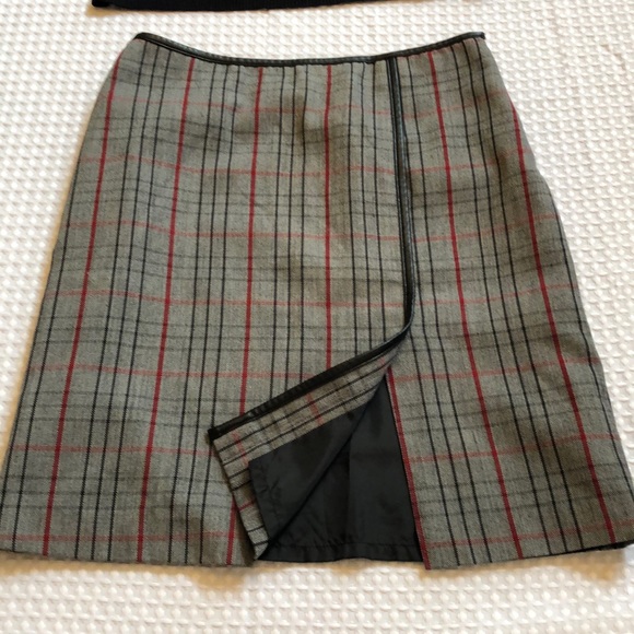 Leather Accent Plaid Skirt - Picture 6 of 9